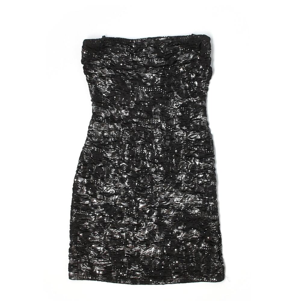 Taboo Black Glittery Shiny Goth Strapless Cocktail Dress